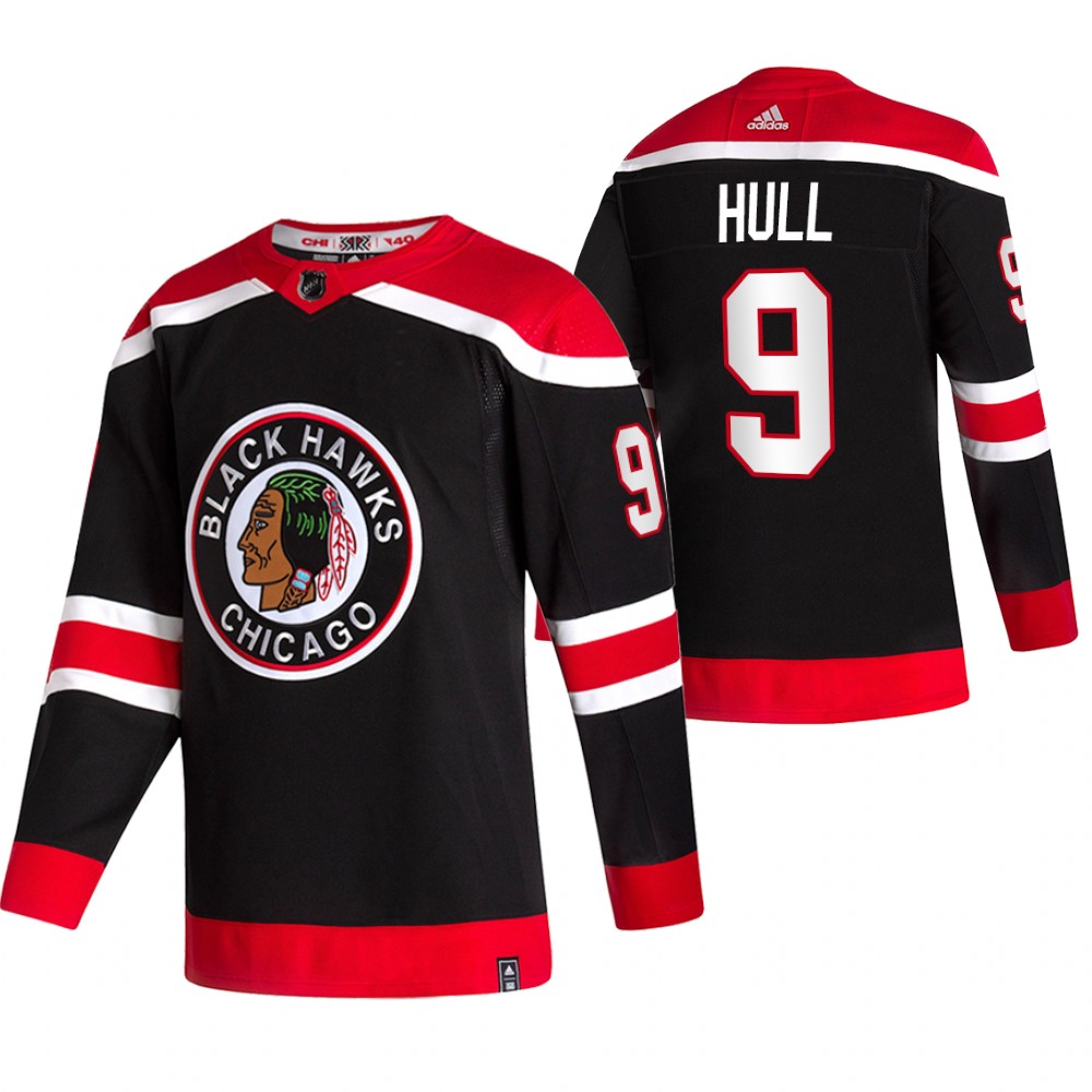 2021 Adidias Chicago Blackhawks #9 Bobby Hull Black Men Reverse Retro Alternate NHL Jersey